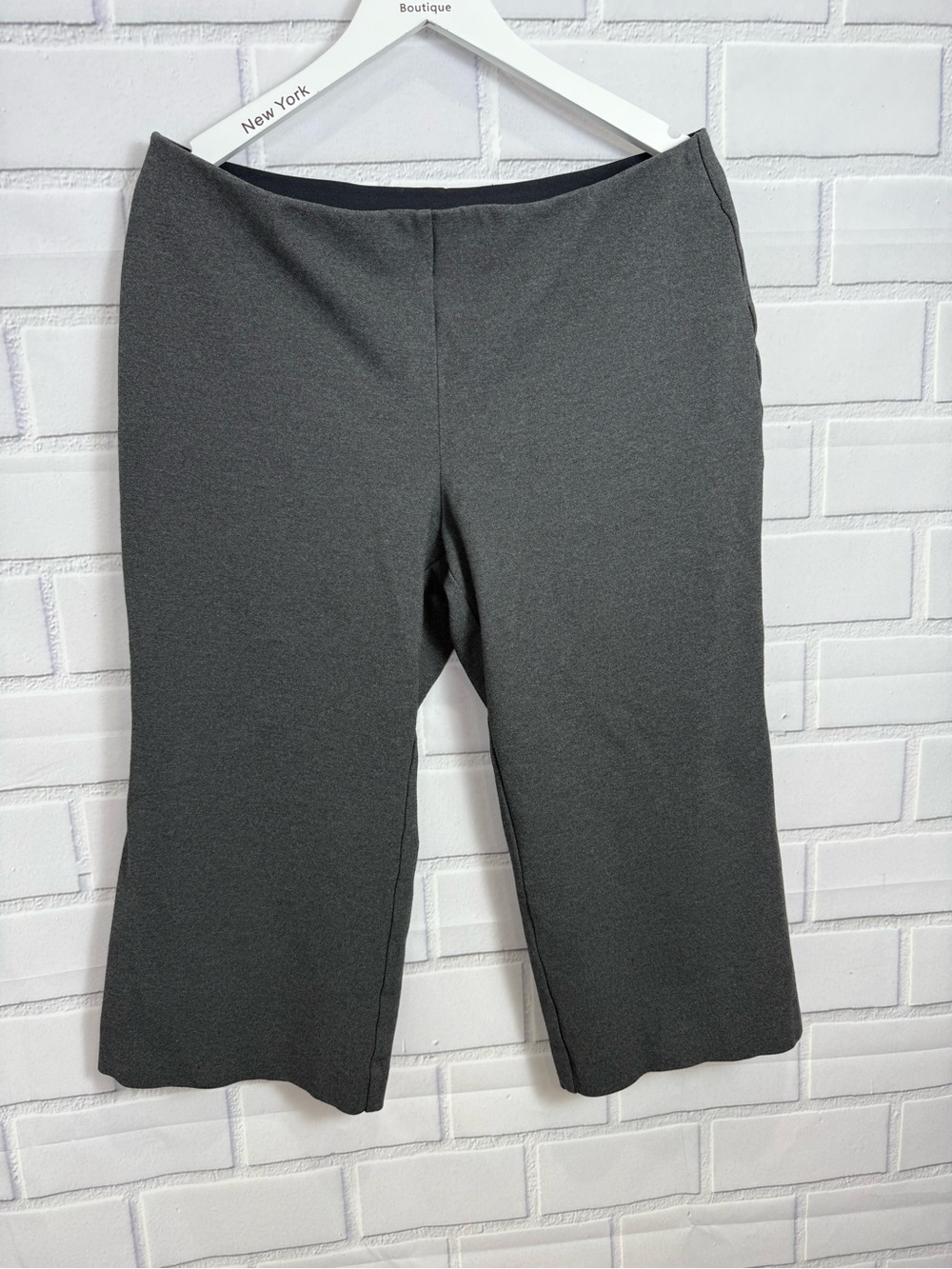 Lafayette 148 New York Gates Gray Cropped Cottagecore Pants stretch Pull On/XL - Picture 3 of 11